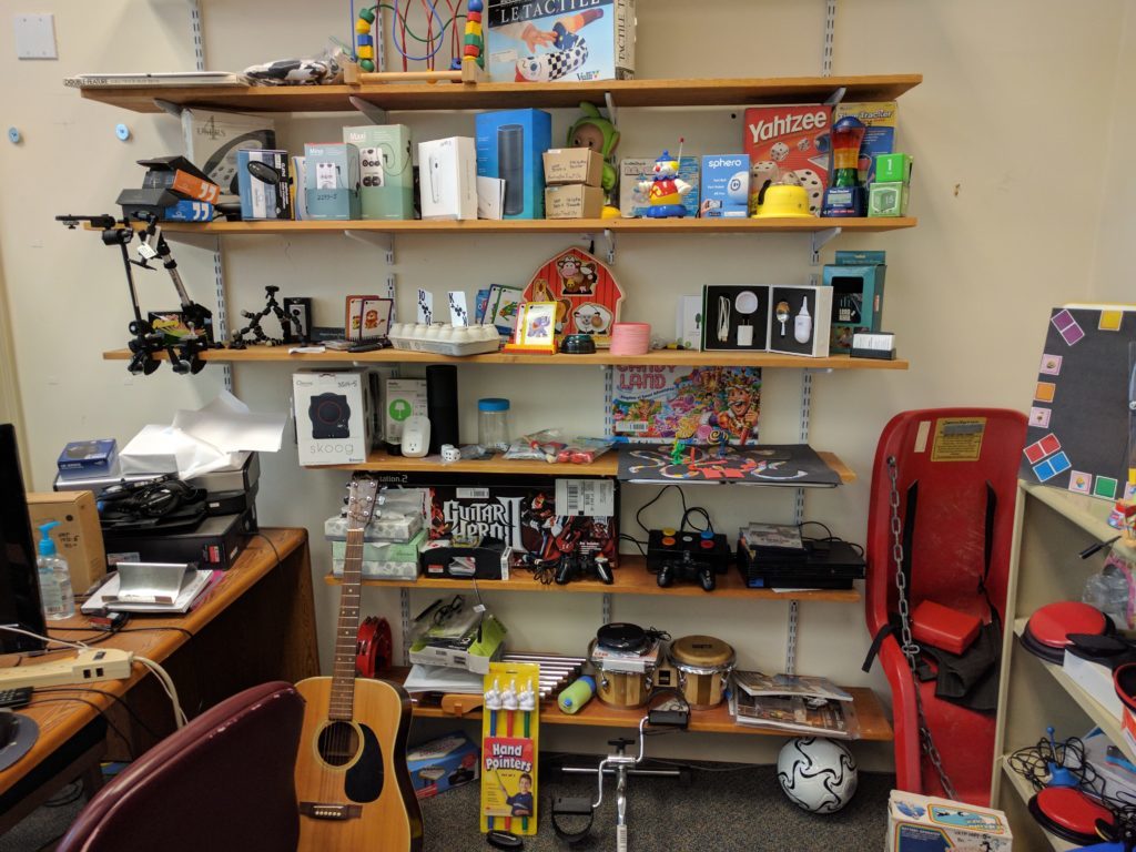 Shelf Filled with Assistive Technologies