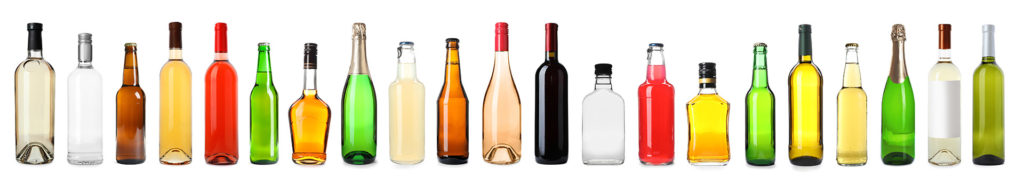 Picture of different types of bottles lined up in a row