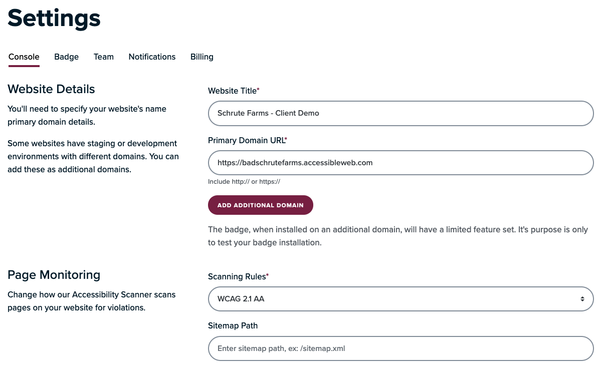 RAMP settings screenshot