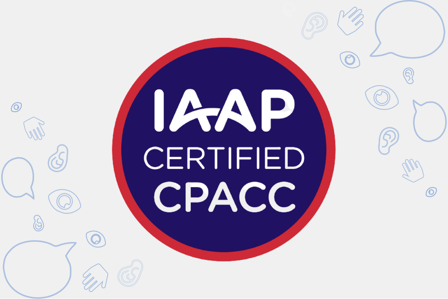 IAAP CPACC Logo on white background with Accessible Web Logo elements