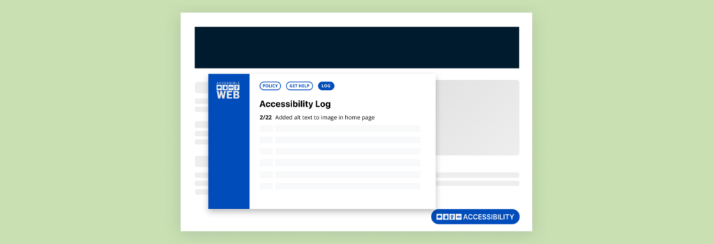 A website's ally center showing its accessibility log.