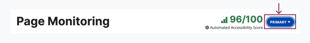 A screenshot of RAMP's page monitoring tab with the environment switcher dropdown button outlined in red.