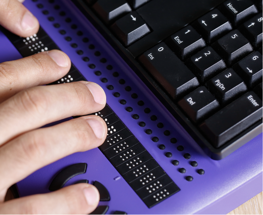 A refreshable braille keyboard.