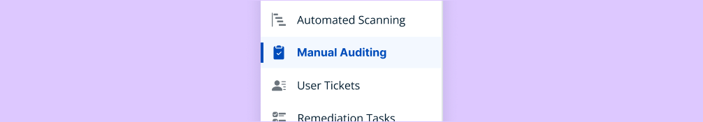 A screenshot of RAMP's navigation bar highlighting the "Manual Auditing" tab.