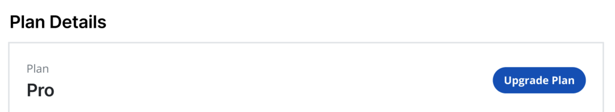 The top of the Plan Details section in Organization Settings.