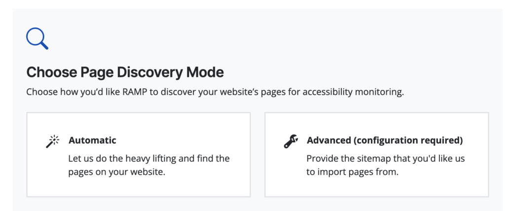 The setup guide in the Pages tab of RAMP. 