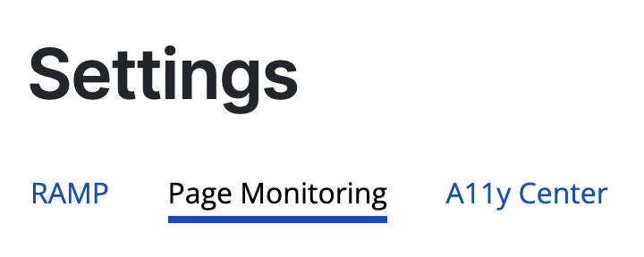 A website's settings tab in RAMP Settings. The Page Monitoring tab is selected.
