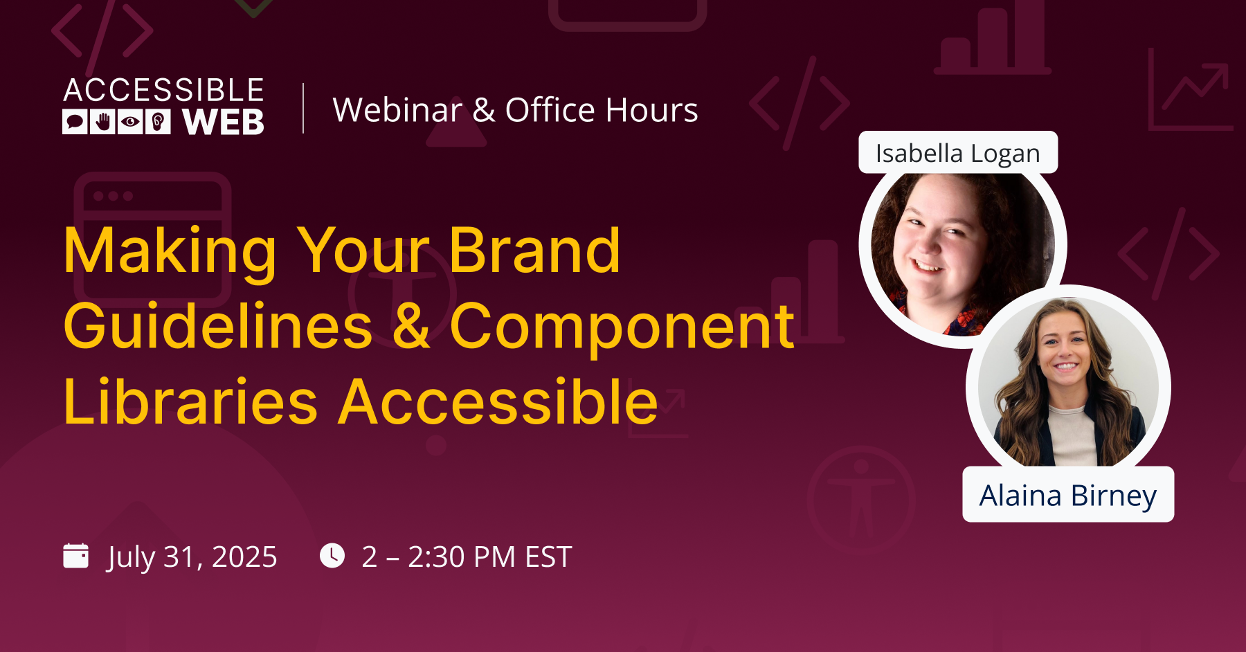 Webinar header with Isabella and Alaina headshots