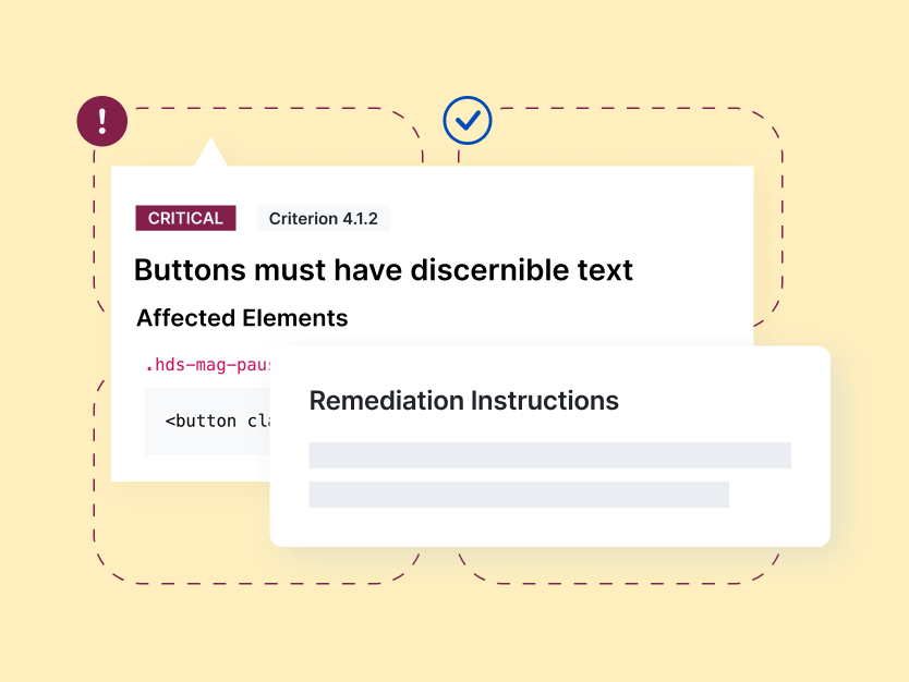 A critical violation highlighted on a site. The remediation instructions are displayed.