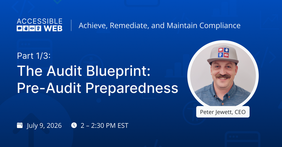 Peter Jewett's headshot alongside webinar title: The Audit Blueprint: Pre-Audit Preparedness