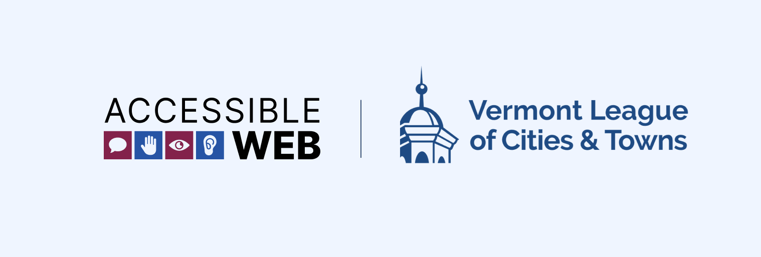 Accessible Web logo alongside Vermont League of Cities & Towns logo